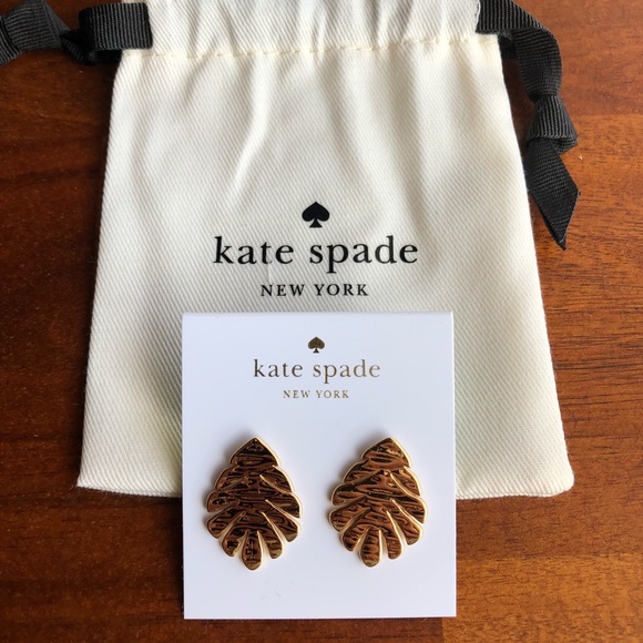 Kate Spade Leaf Studs in Gold - Picture 1 of 3